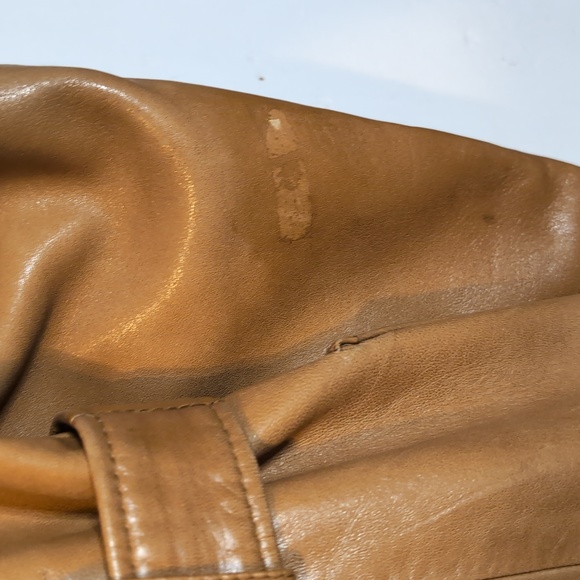 Vint. 70s Cortefiel Retro tan leather jacket 38 chest (mens small) - Picture 8 of 9